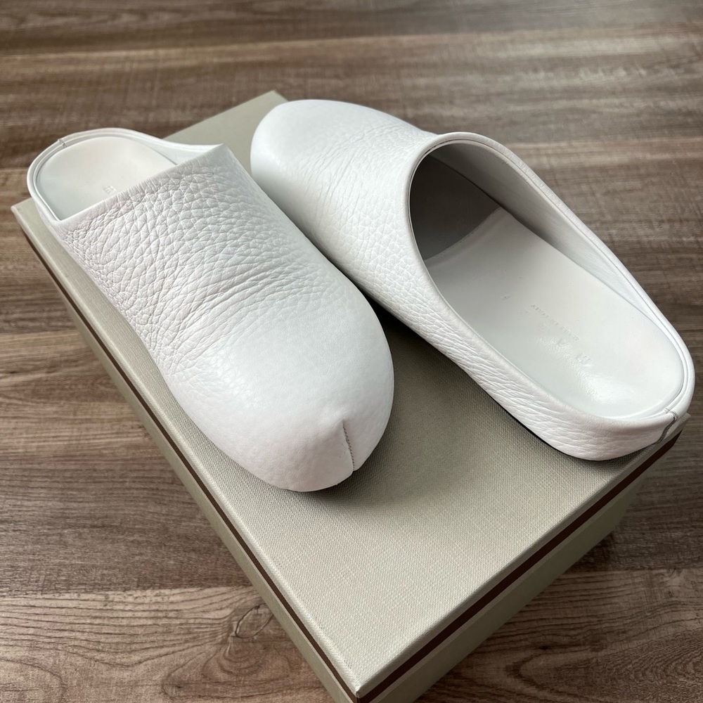 MARNI White Leather Sabot Loafers